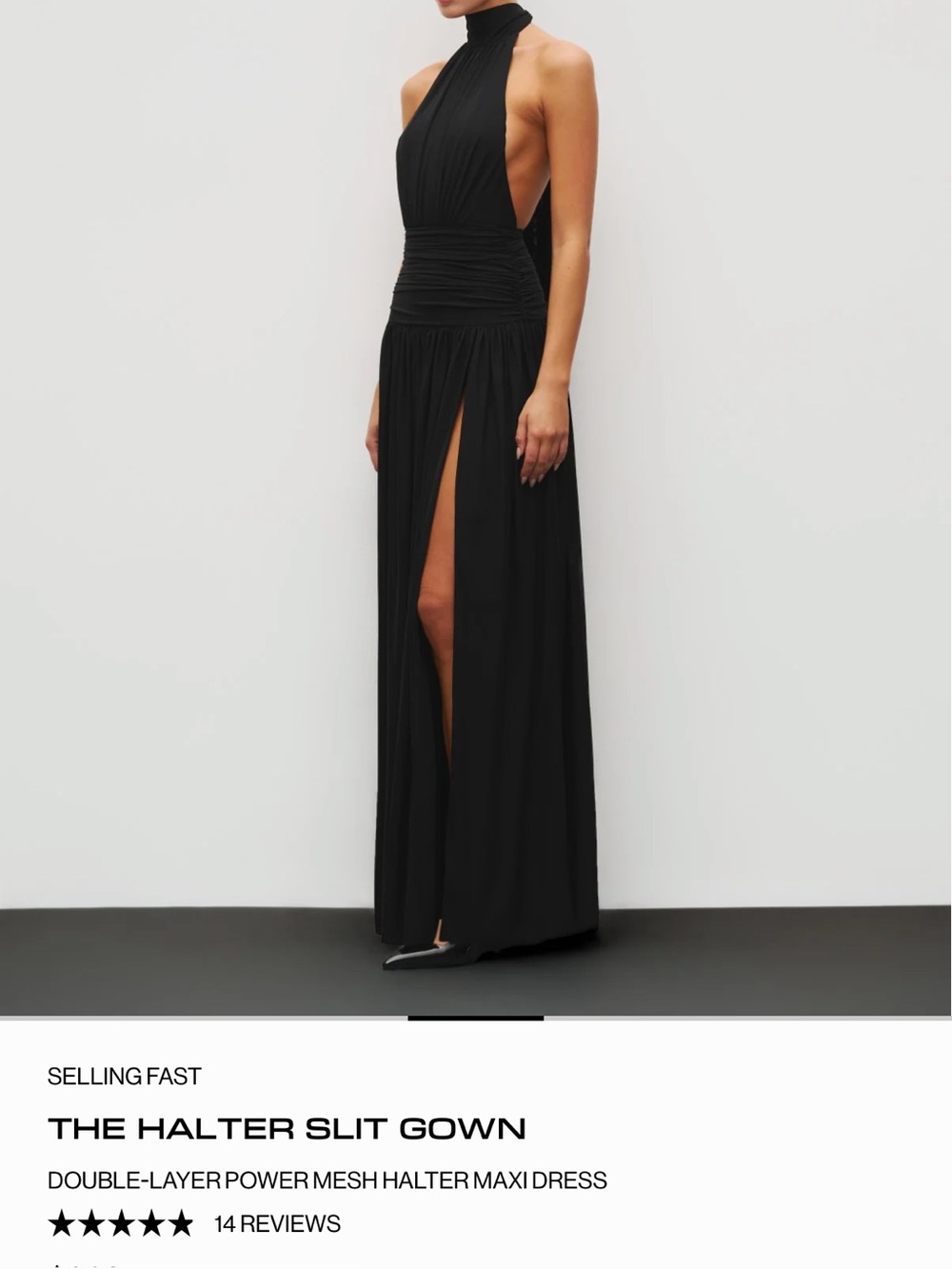 Double-Layer Halter Slit Maxi Skirt - Black